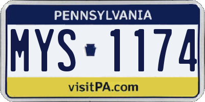 PA license plate MYS1174