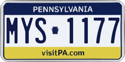 PA license plate MYS1177