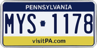 PA license plate MYS1178