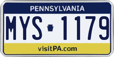 PA license plate MYS1179