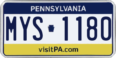 PA license plate MYS1180