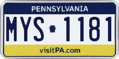 PA license plate MYS1181