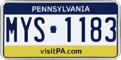 PA license plate MYS1183