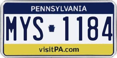 PA license plate MYS1184