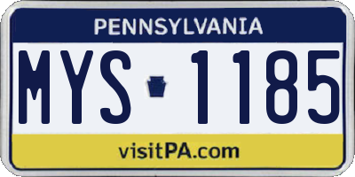 PA license plate MYS1185