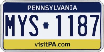 PA license plate MYS1187