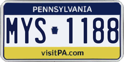 PA license plate MYS1188