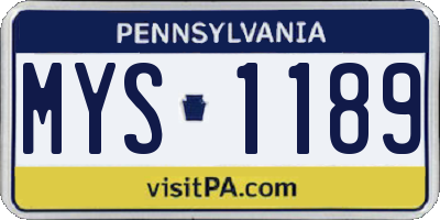 PA license plate MYS1189