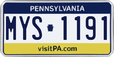 PA license plate MYS1191
