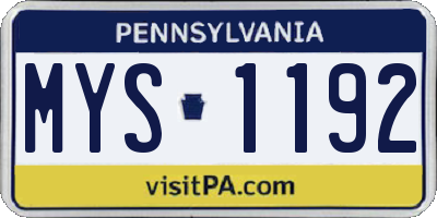PA license plate MYS1192