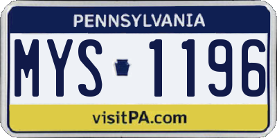 PA license plate MYS1196