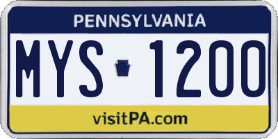 PA license plate MYS1200