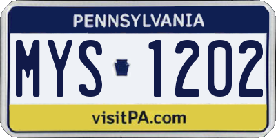 PA license plate MYS1202