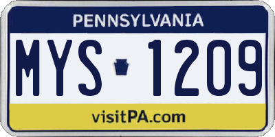 PA license plate MYS1209