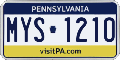 PA license plate MYS1210