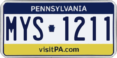 PA license plate MYS1211