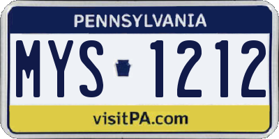 PA license plate MYS1212