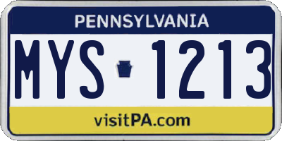 PA license plate MYS1213