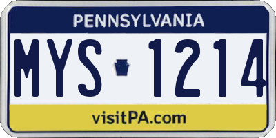 PA license plate MYS1214
