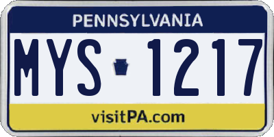 PA license plate MYS1217