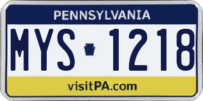 PA license plate MYS1218