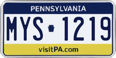 PA license plate MYS1219