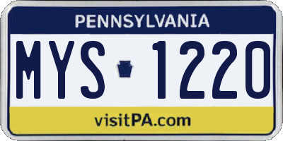 PA license plate MYS1220