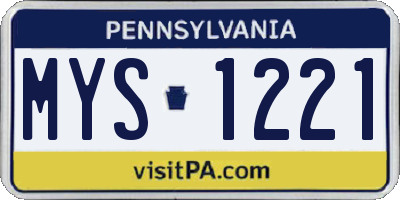PA license plate MYS1221