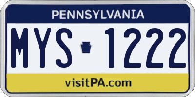 PA license plate MYS1222