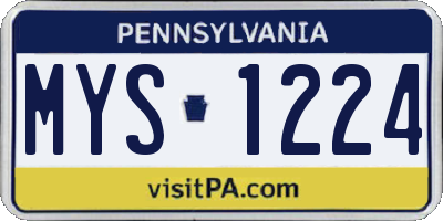PA license plate MYS1224