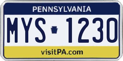 PA license plate MYS1230