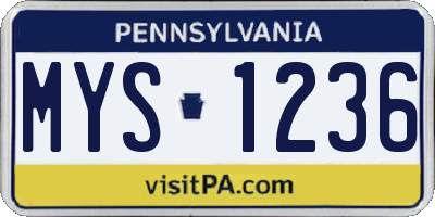 PA license plate MYS1236