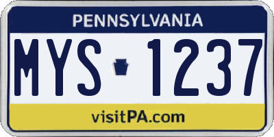 PA license plate MYS1237
