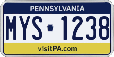 PA license plate MYS1238