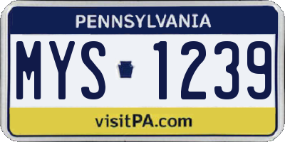 PA license plate MYS1239