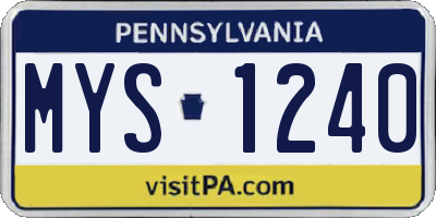 PA license plate MYS1240