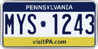 PA license plate MYS1243
