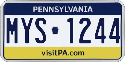 PA license plate MYS1244