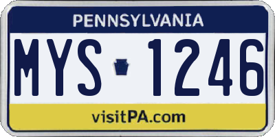 PA license plate MYS1246