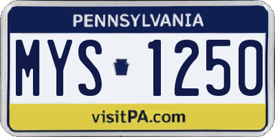 PA license plate MYS1250