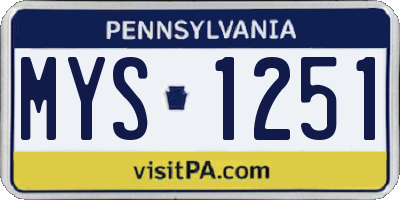PA license plate MYS1251