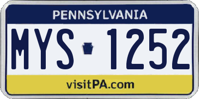 PA license plate MYS1252