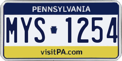 PA license plate MYS1254