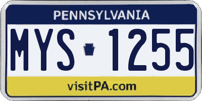 PA license plate MYS1255