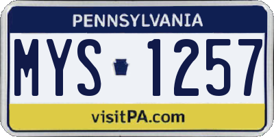 PA license plate MYS1257