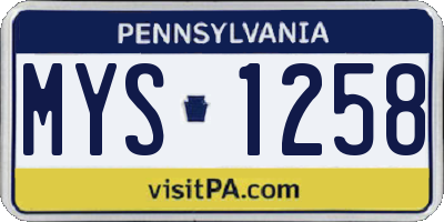 PA license plate MYS1258