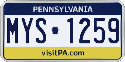 PA license plate MYS1259