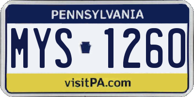 PA license plate MYS1260