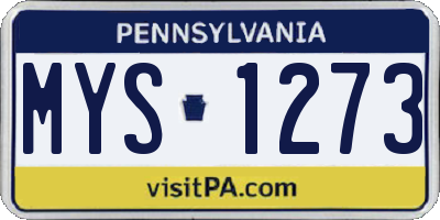 PA license plate MYS1273