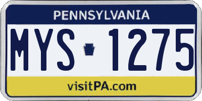 PA license plate MYS1275